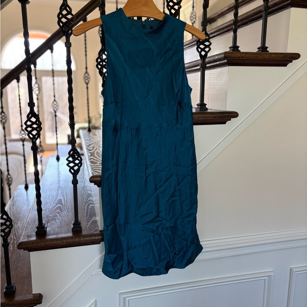 Silk Elegant Teal Sleeveless Dress